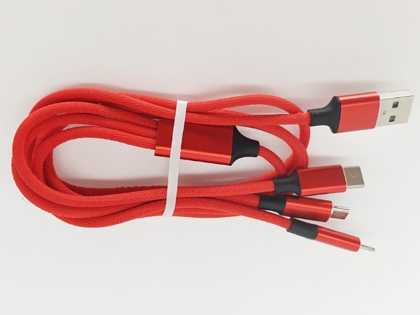 可同時充三種設備的一拖三充電線，帶Micro/Type-C/Lightning接口