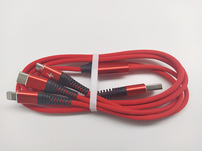 布藝編織一拖三數據線